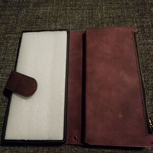 Samsung Galaxy S22 Ultra Elegant Burgundy Wallet And Phone Case
